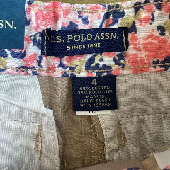 U.S. Polo Assn. Girls Skinny Khaki Pants Size 4 Adjustable Waist 18” Inseam NWT - Picture 4 of 7